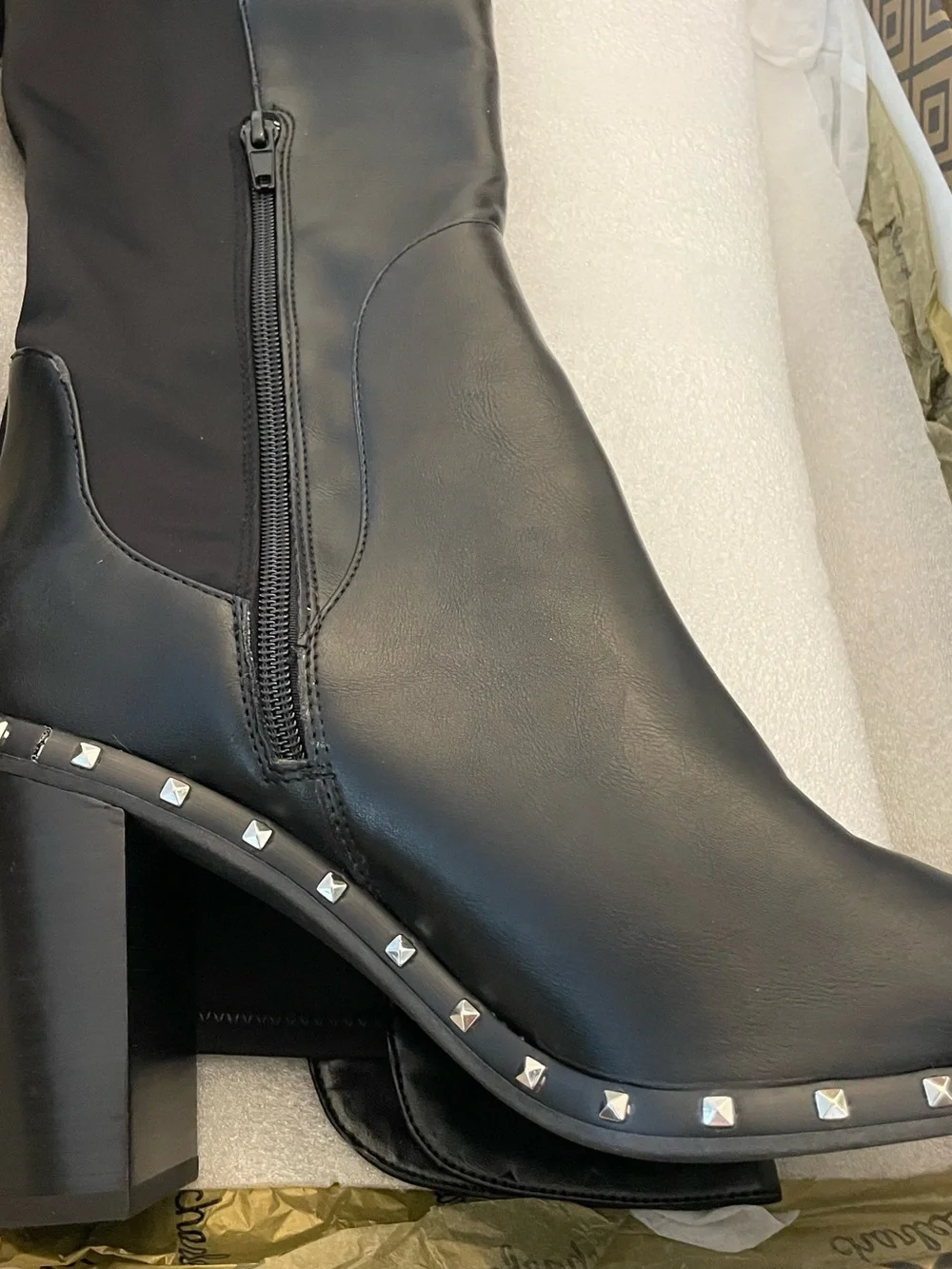 Charles By Charles David Black Studded Over-the-Knee Block Heel Boots